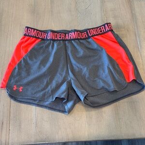 Under Armour Women's Athletic Shorts in Gray and Red